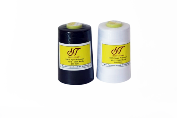 Polyester Sewing Machine Thread Black & White (2PCS Set) – 5000 Yards Each, 100% Spun Polyester