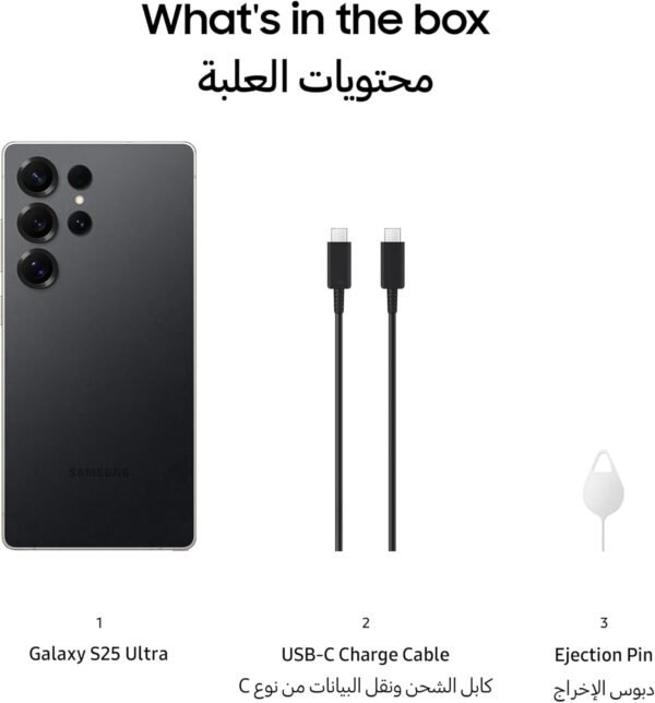 Samsung Galaxy S25 Ultra AI Phone, 256GB Storage, 12GB RAM, Titanium Black (UAE Version)