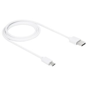 USB-A to USB- Type C Charging Cable (1m) – Fast Charge & Sync – White