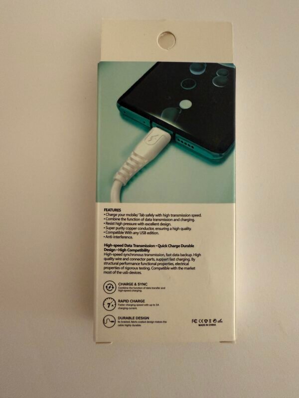 USB-C to Lightning Charging Cable 1M – Fast Charge & Sync – White