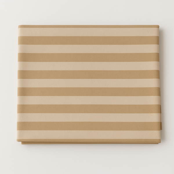 King Size Cotton Flat Bedsheet Set (270x240 cm) with 2 Pillowcases 144 TC Beige Striped Design